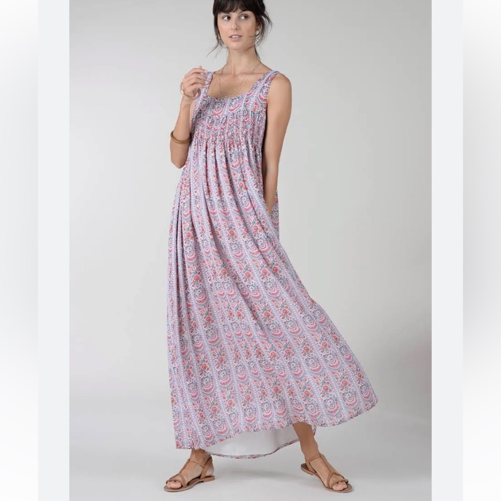 Molly Bracken Sleeveless Gray Pink Patterned Maxi Dress